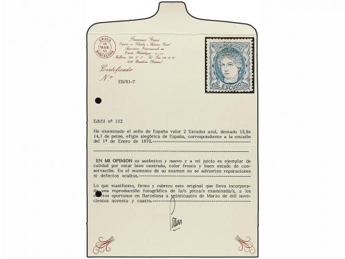 * ESPAÑA. Ed. 112. 2 Esc. azul. Excelente color y centraje.