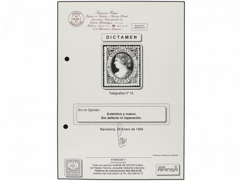 * ESPAÑA: TELEGRAFOS. Ed. 10. 4 reales azul. MAGNÍFICO EJEMP