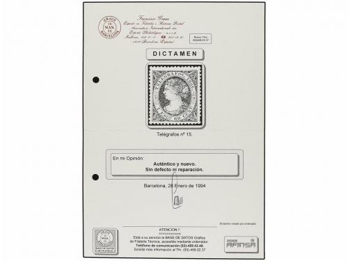 * ESPAÑA: TELEGRAFOS. Ed. 15. 1 Esc. 60 cents. verde. PIEZA