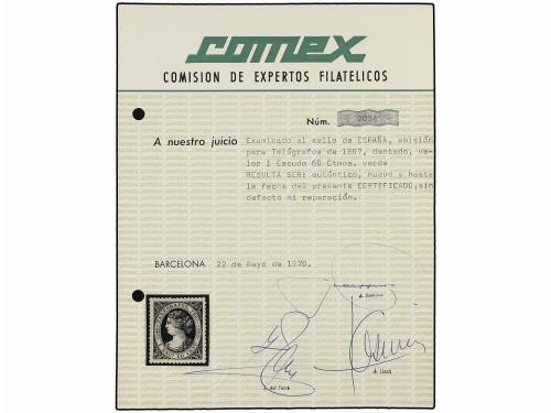 (*) ESPAÑA: TELEGRAFOS. Ed. 19. 1 Esc. 600 mils. verde. Extr