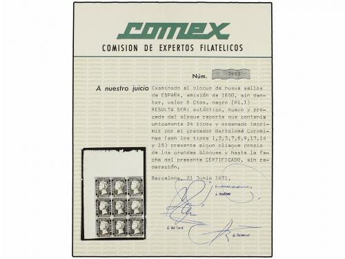 (*) ESPAÑA. Ed. 1 (9). 6 cu. negro. Bloque de nueve, tipo I 