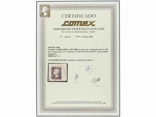 ¿ ESPAÑA. Ed. 1. 6 cu. negro, tipo I posición 22. Sobre pequ