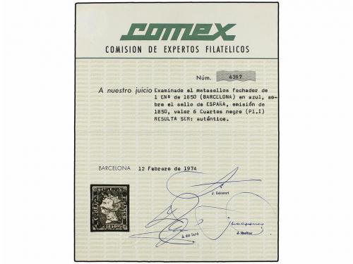 ° ESPAÑA. Ed. 1. 6 cu. negro, tipo I posición 22, mat. fecha