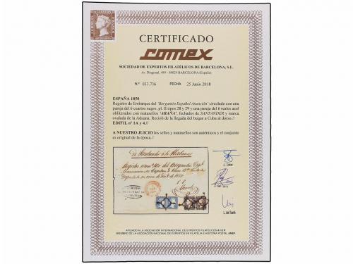 ✉ ESPAÑA. Ed. 1A (2), 4 (2). 1850. rs.