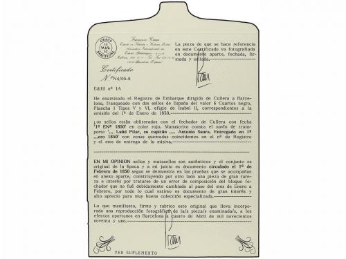 ¿ ESPAÑA. Ed. 1 (2). 1850. CULLERA a BARCELONA. Registro de