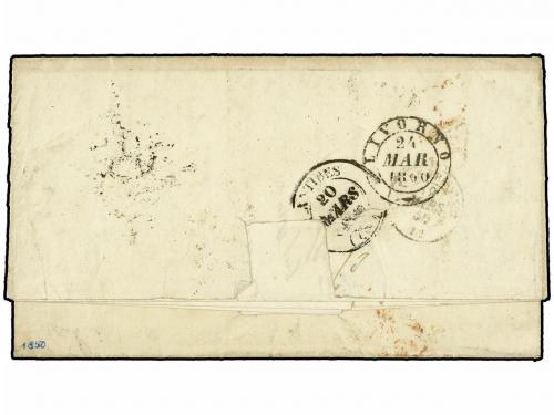 ¿ ESPAÑA. Ed. 1A. 1850. CARTAGENA a LIVORNO (Toscana, Italia
