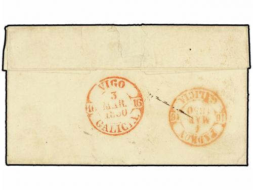 ¿ ESPAÑA. Ed. 1. 1850. CÁDIZ a PADRÓN. Carta franqueada con