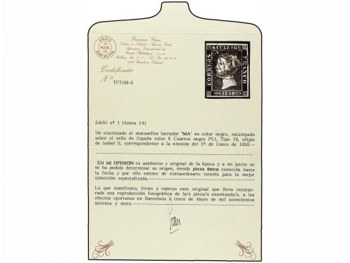 ° ESPAÑA. Ed. 1. 6 cu. negro, tipo I posición 16. Mat. LACRA