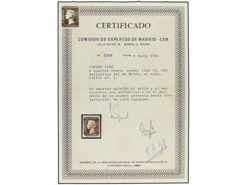 ¿ ESPAÑA. Ed. 1A. 6 cu. negro, tipo II posición 16. Mat. SOL