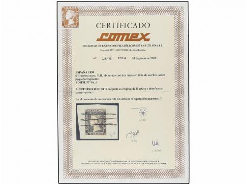 Δ ESPAÑA. Ed. 1A. 6 cu. negro, tipo II posición 16 sobre fra