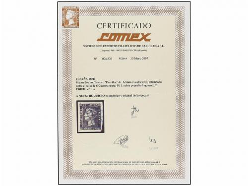 Δ ESPAÑA. Ed. 1. 6 cu. negro, tipo I posición 10. Mat. PARRI