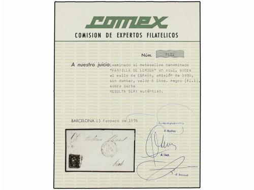 ✉ ESPAÑA. Ed. 1. 1850. LÉRIDA a VICH. 6 cu. negro, tipo I po