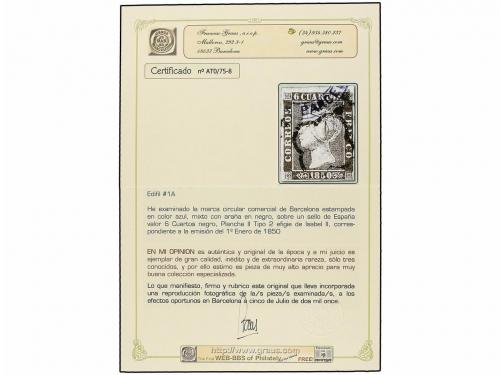 Δ ESPAÑA. Ed. 1A. 6 cu. negro, tipo II posición 2. Mat. arañ