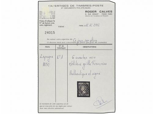 ° ESPAÑA. Ed. 1. 6 cu. negro, tipo I posición 2. Mat. "GRILL