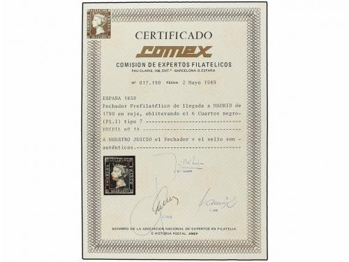 ° ESPAÑA. Ed. 1. 6 cu. negro, tipo I posición 7. Mat. MA (co