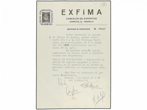 ✉ ESPAÑA. Ed. 1 (2). 1850. GERONA a MADRID. 6 cu. negro, tip