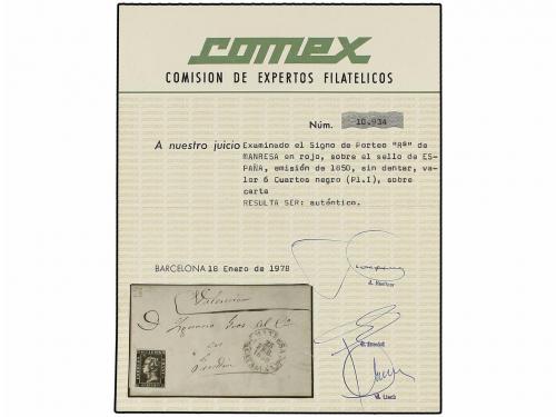 ✉ ESPAÑA. Ed. 1. 1850. MANRESA a GANDÍA. 6 cu. negro, tipo I