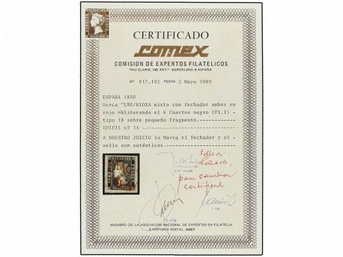 ¿ ESPAÑA. Ed. 1. 6 cu. negro, tipo I posición 18 sobre peque