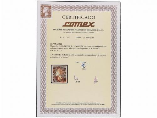 ¿ ESPAÑA. Ed. 1. 6 cu. negro, tipo I posición 18 sobre peque