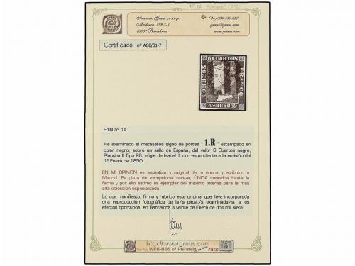 ° ESPAÑA. Ed. 1A. 6 cu. negro, tipo II posición 26. Mat. "1R
