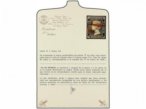 ° ESPAÑA. Ed. 1. 6 cu. negro, tipo I posición 24. Mat. "7" e