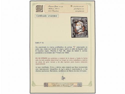 ° ESPAÑA. Ed. 1A. 6 cu. negro, tipo II posición 36. Mat. "5"