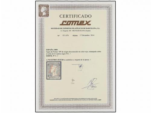 ° ESPAÑA. Ed. 1. 6 cu. negro, tipo I posición 18. Mat. "10"