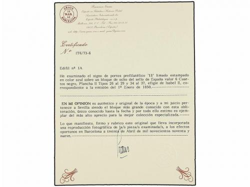 ° ESPAÑA. Ed. 1A (8). 6 cu. negro, tipo II posiciones 26, 27