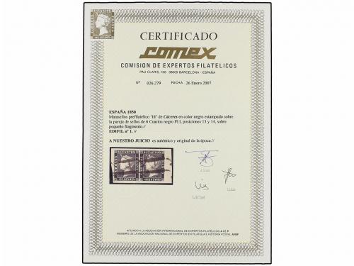 Δ ESPAÑA. Ed. 1. 6 cu. negro, tipo I posiciones 13, 14 sobre