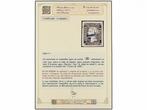 Δ ESPAÑA. Ed. 1. 6 cu. negro, tipo I posición 19 sobre peque