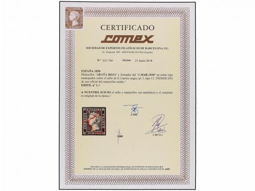 ° ESPAÑA. Ed. 1. 6 cu. negro, tipo I posición 13. Mat. araña