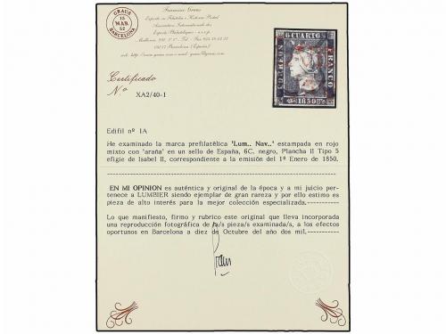 ° ESPAÑA. Ed. 1A. 6 cu. negro, tipo II posición 5. Mat. LVMB