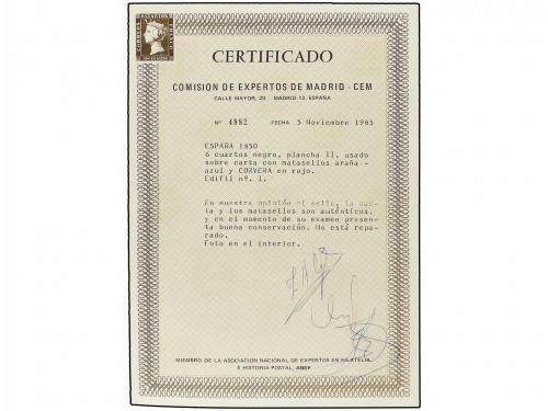 ✉ ESPAÑA. Ed. 1A. 1850. CORVERA a BURGOS. 6 cuartos negro, p