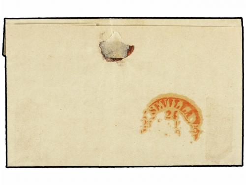 ✉ ESPAÑA. Ed. 1. 1850. POTES a SEVILLA. 6 cuartos negro, pl.
