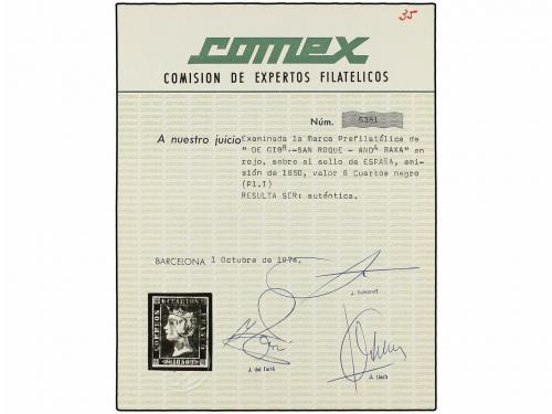 ° ESPAÑA. Ed. 1. 6 cuartos negro, pl. I tipo 21. Mat. D.GIBR