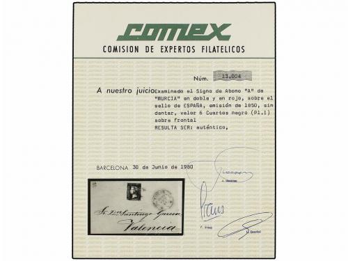 ✉ ESPAÑA. Ed. 1. 1850. FRONTAL. MURCIA a VALENCIA. 6 cuartos