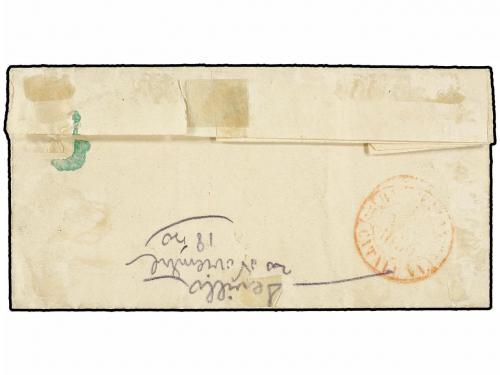 ✉ ESPAÑA. Ed. 1A. 1850. SEVILLA a BARCELONA. 6 cuartos negro