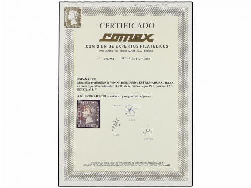 ° ESPAÑA. Ed. 1. 6 cu. negro, tipo I posición 12. Mat. YNOJA