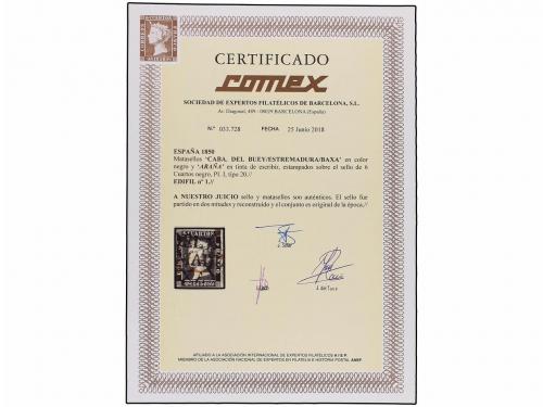 ° ESPAÑA. Ed. 1. 6 cu. negro, tipo I posición 20. Mat. CABA.