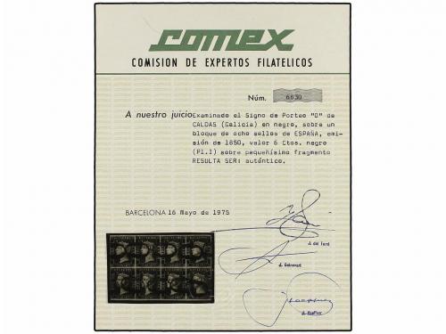 ° ESPAÑA. Ed. 1. 6 cuartos negro, pl. I tipos 9, 10, 11, 12 