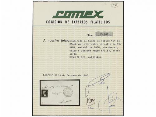 ✉ ESPAÑA. Ed. 1. 1850. OCAÑA a ALICANTE. 6 cuartos negro, pl