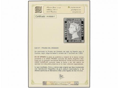 ESPAÑA. PRUEBA DE PUNZÓN. 6 cuartos negro, márgenes ajustad