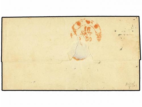 ✉ ESPAÑA. Ed. 1A. 1850. MÁLAGA a CÁDIZ. 6 cuartos, pl. II ti