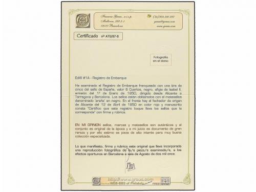 ✉ ESPAÑA. Ed. 1 (5). 1850. ALICANTE a TARRAGONA y BARCELONA.