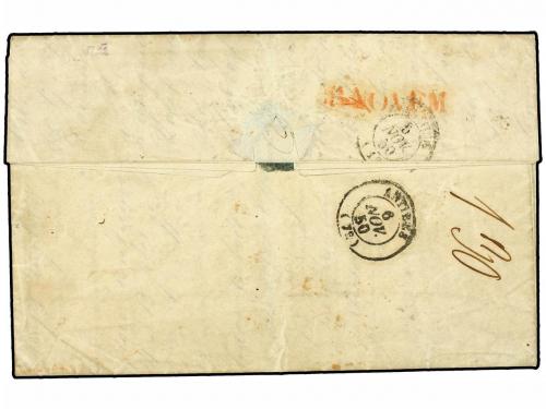 ✉ ESPAÑA. Ed. 1A. 1850. BARCELONA a GÉNOVA (Cerdeña, Italia)