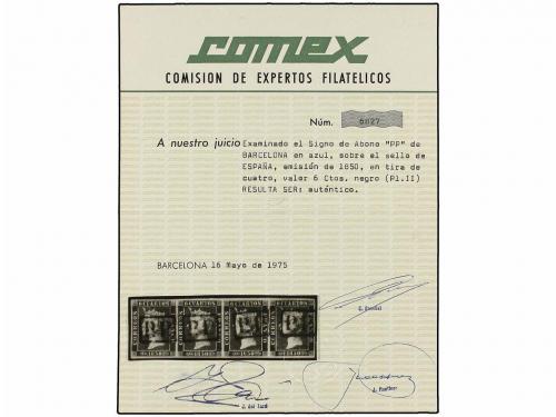 ° ESPAÑA. Ed. 1A (4). 6 cuartos negro, pl. II tipos 4, 5, 6,