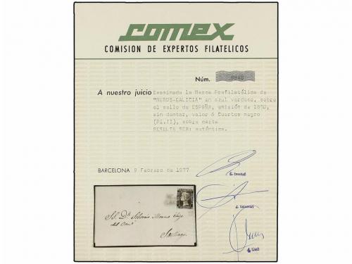 ✉ ESPAÑA. Ed. 1A. 1850. MUROS a SANTIAGO. 6 cuartos negro, p