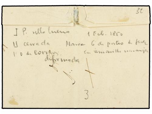 ✉ ESPAÑA. Ed. 1. 1850. JEREZ a MADRID. 6 cuartos negro pl. I