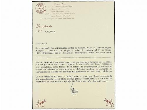 ° ESPAÑA. Ed. 1 (24). 6 cuartos negro. RECONSTRUCCIÓN DE LOS