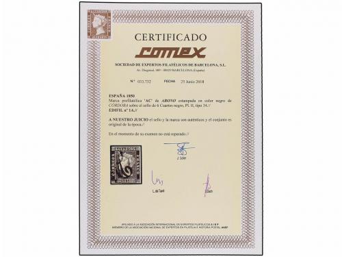 ° ESPAÑA. Ed. 1A. 6 cu. negro, tipo II posición 34. Mat. AC 